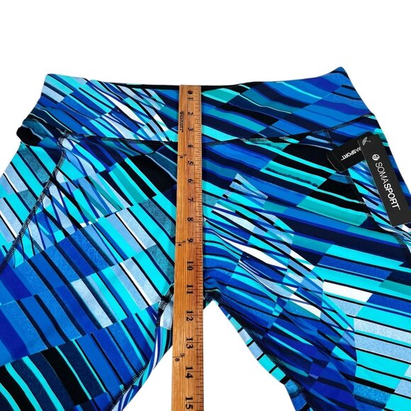NWT Soma Sport Womens Blue Geometric Sprint Stripe Royal Crop Leggings Size L - Picture 9 of 11